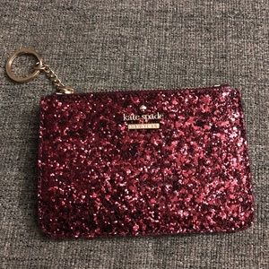 Kate Spade Red Glitter Card Holder Keyfob Keychain